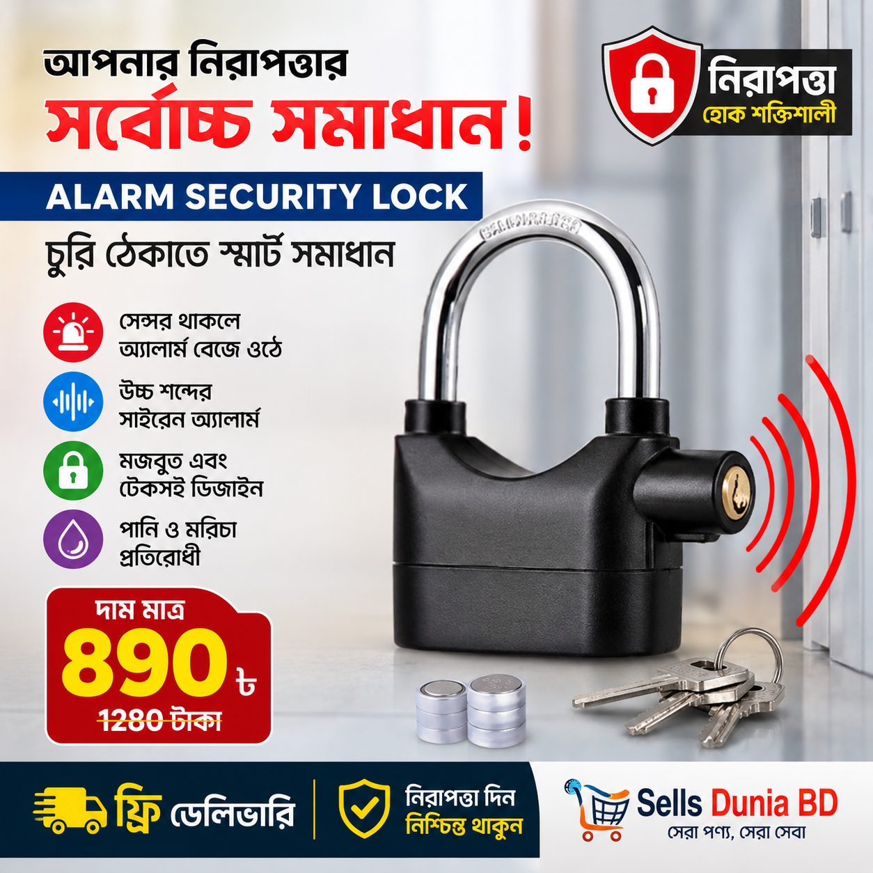 6ae3332f-4203-48ab-8845-5c8498711bf8 Alarm Security Lock – আপনার নিরাপত্তার স্মার্ট সমাধান - Image 1